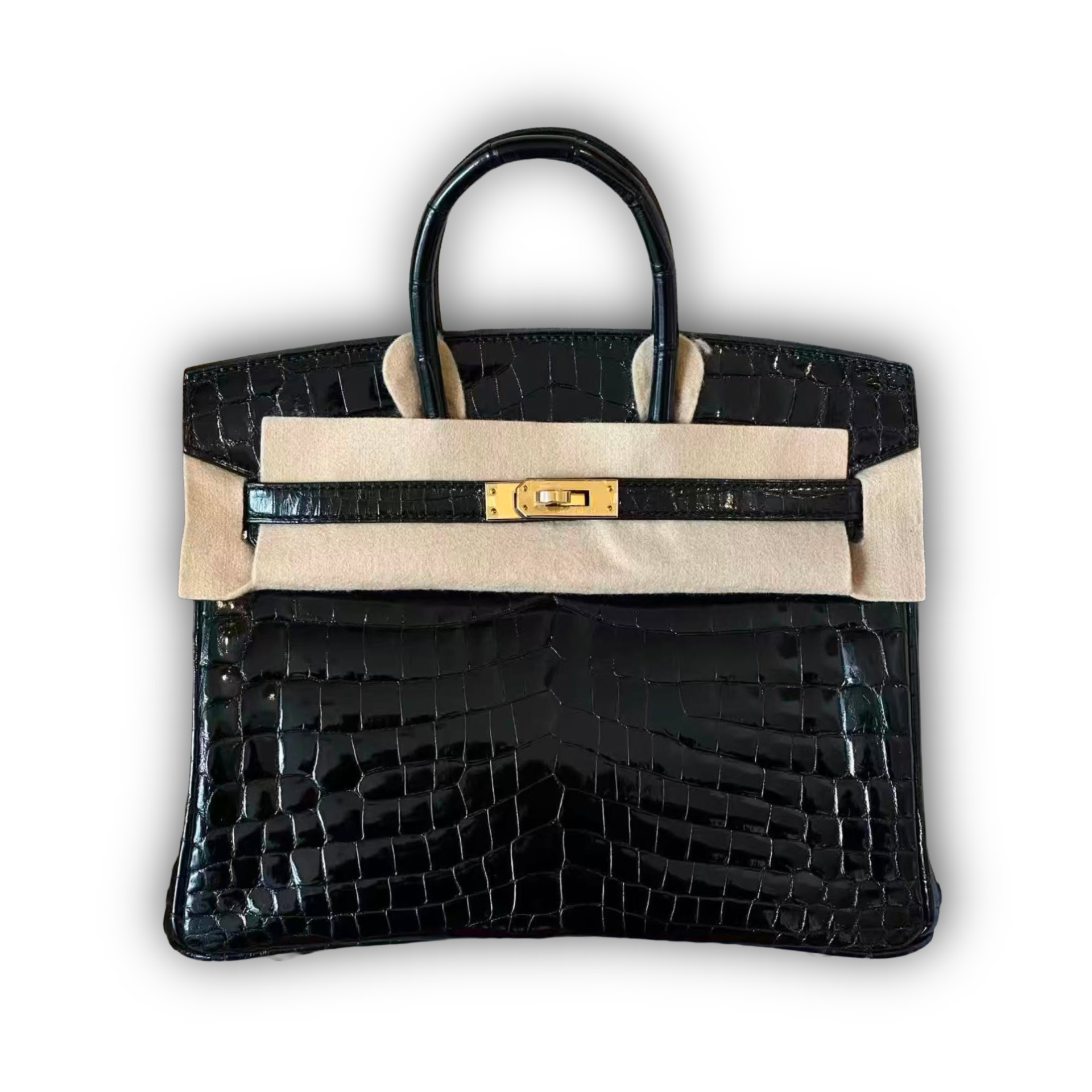 Hermes Birkin 25 Noir Shiny Niloticus Crocodile GHW — view 1