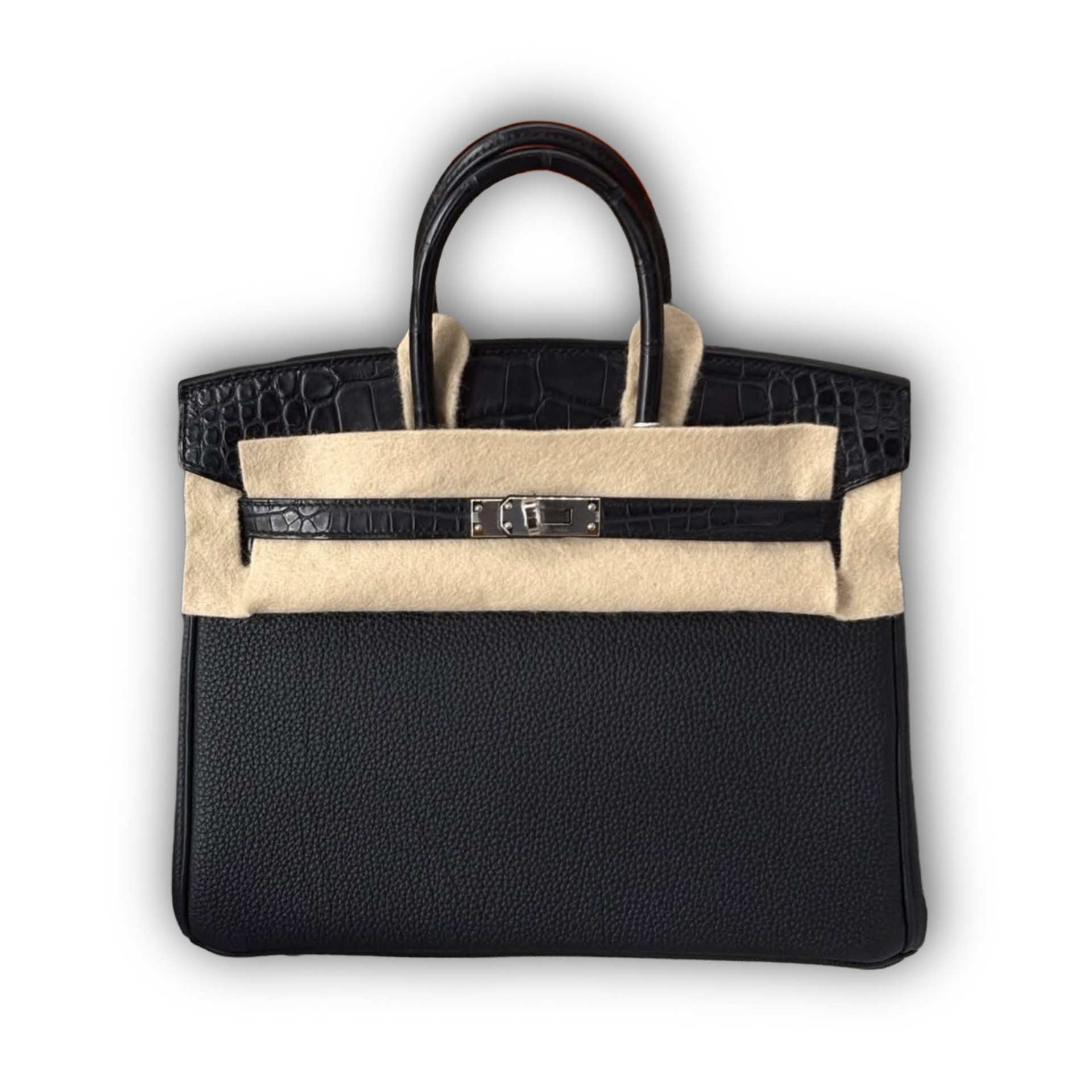 Hermes Birkin 25 Touch Noir Togo & Matte Alligator PHW — view 1