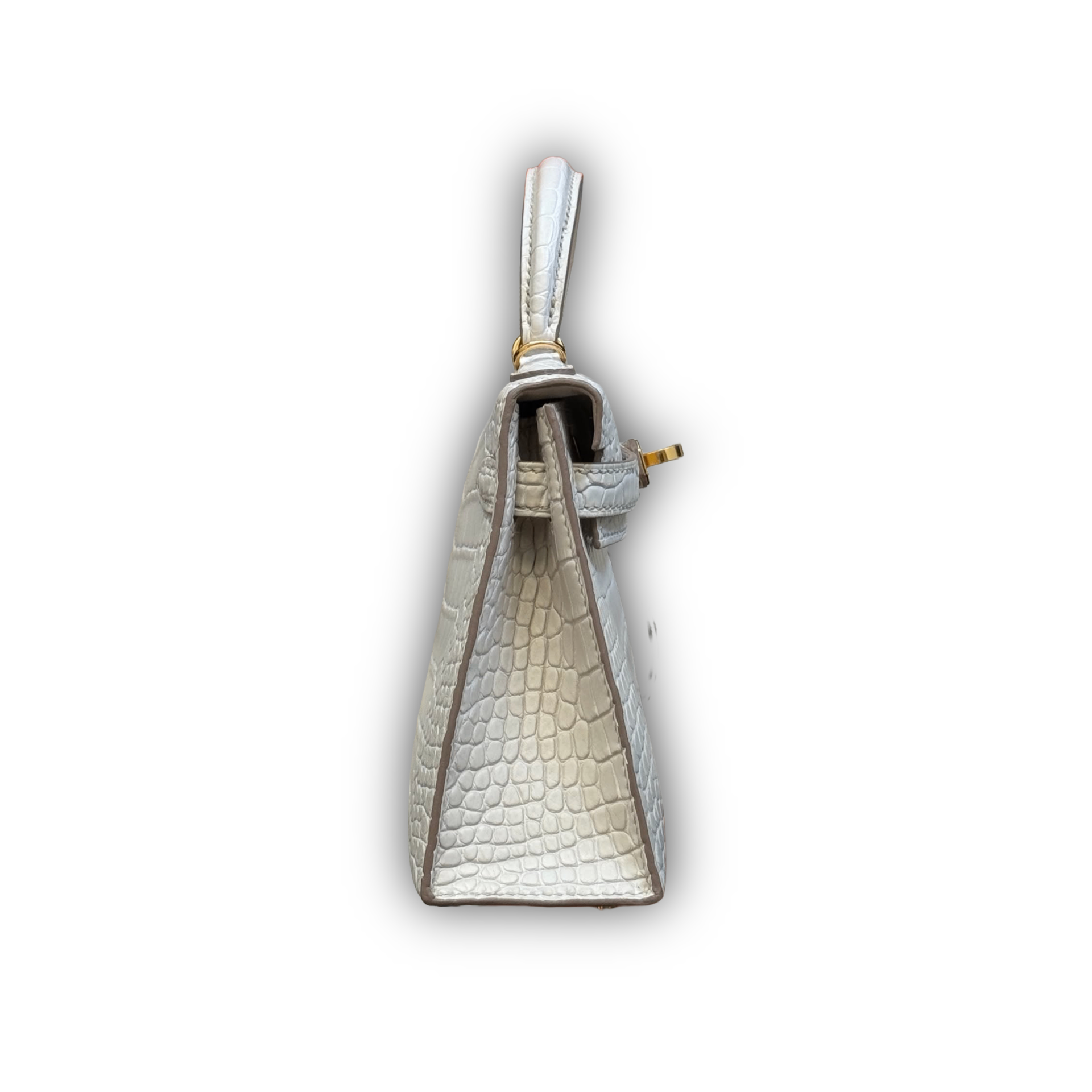 Hermes Kelly 20 Mini White Matte Square Alligator GHW — view 3