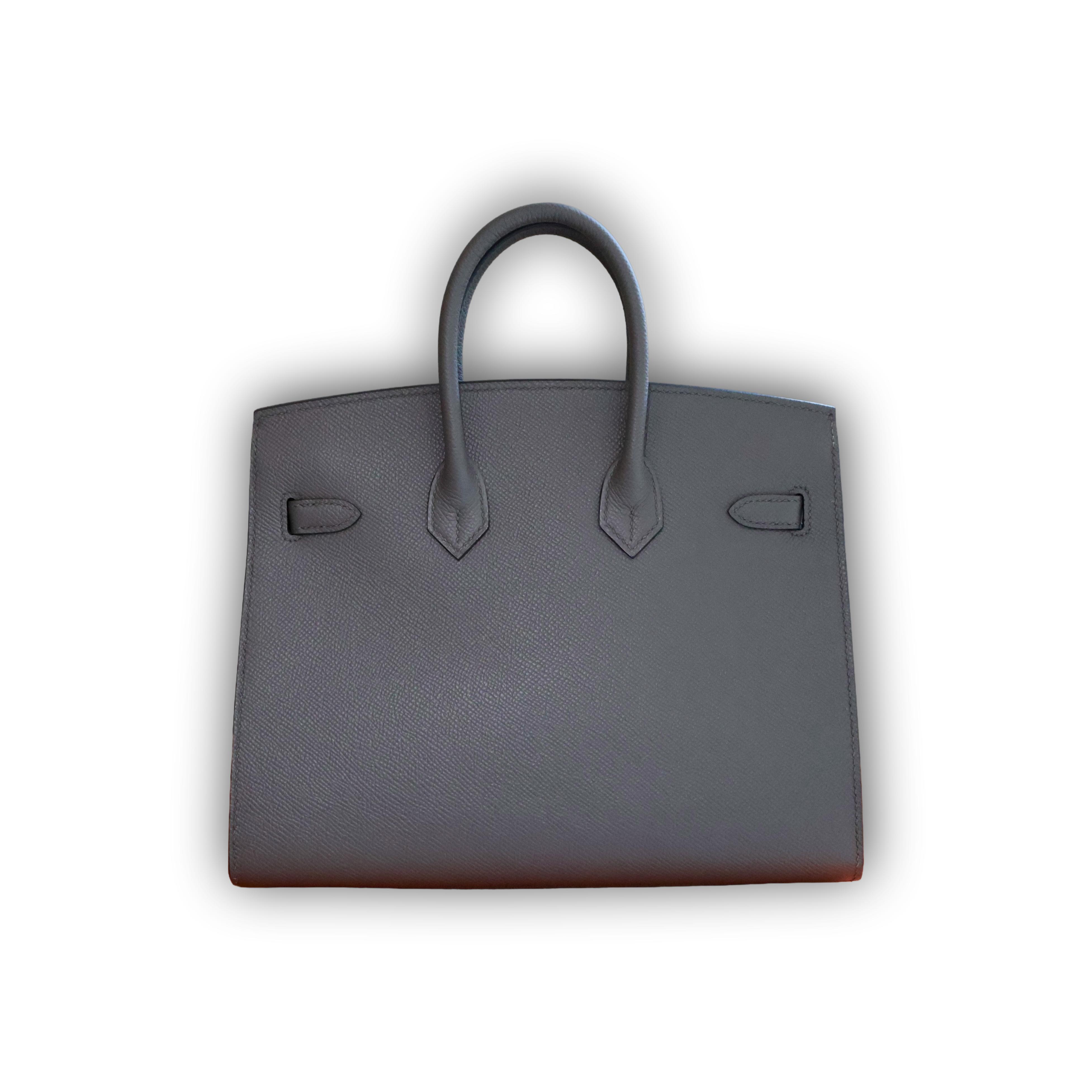 Hermes Birkin 25 Gris Etain Epsom Gold Hardware — view 4