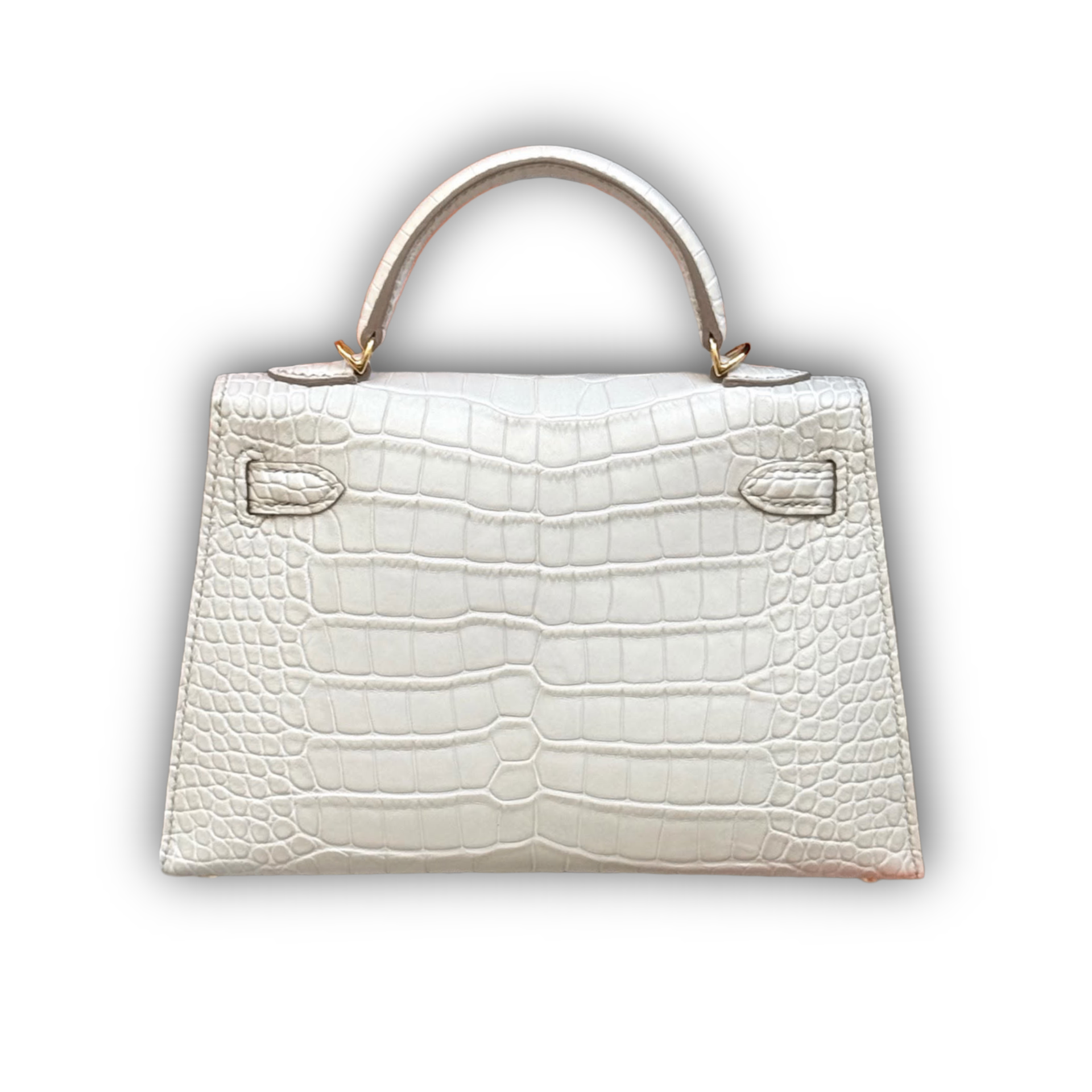 Hermes Kelly 20 Mini White Matte Square Alligator GHW — view 2