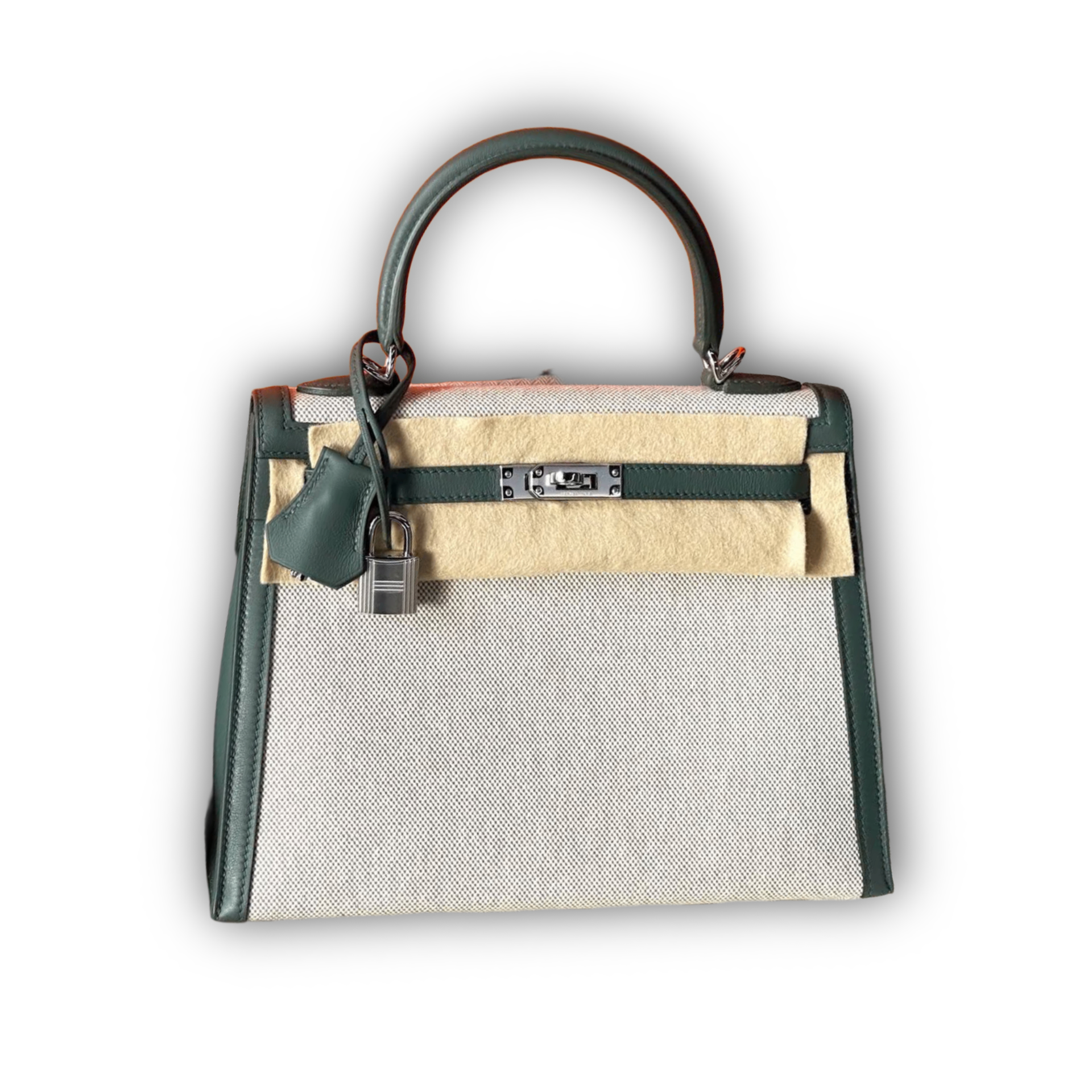 Hermes Kelly 25 Vert Bosphore and Vert Jungle Toile PHW — view 1