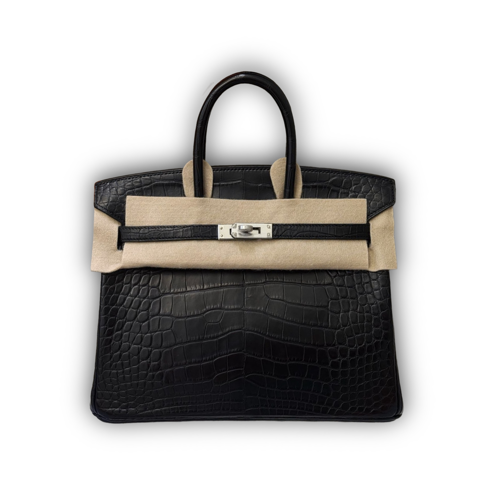 Hermes Birkin 25 Noir Matte Alligator PHW — view 1
