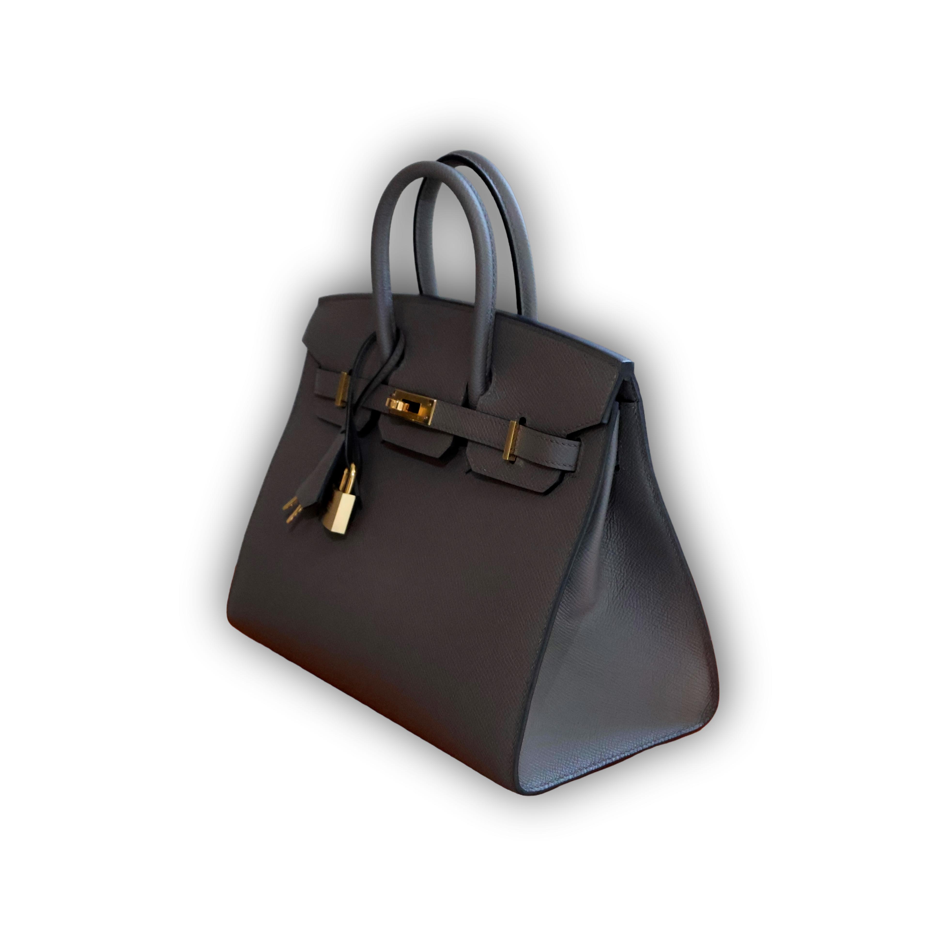 Hermes Birkin 25 Gris Etain Epsom Gold Hardware — view 2